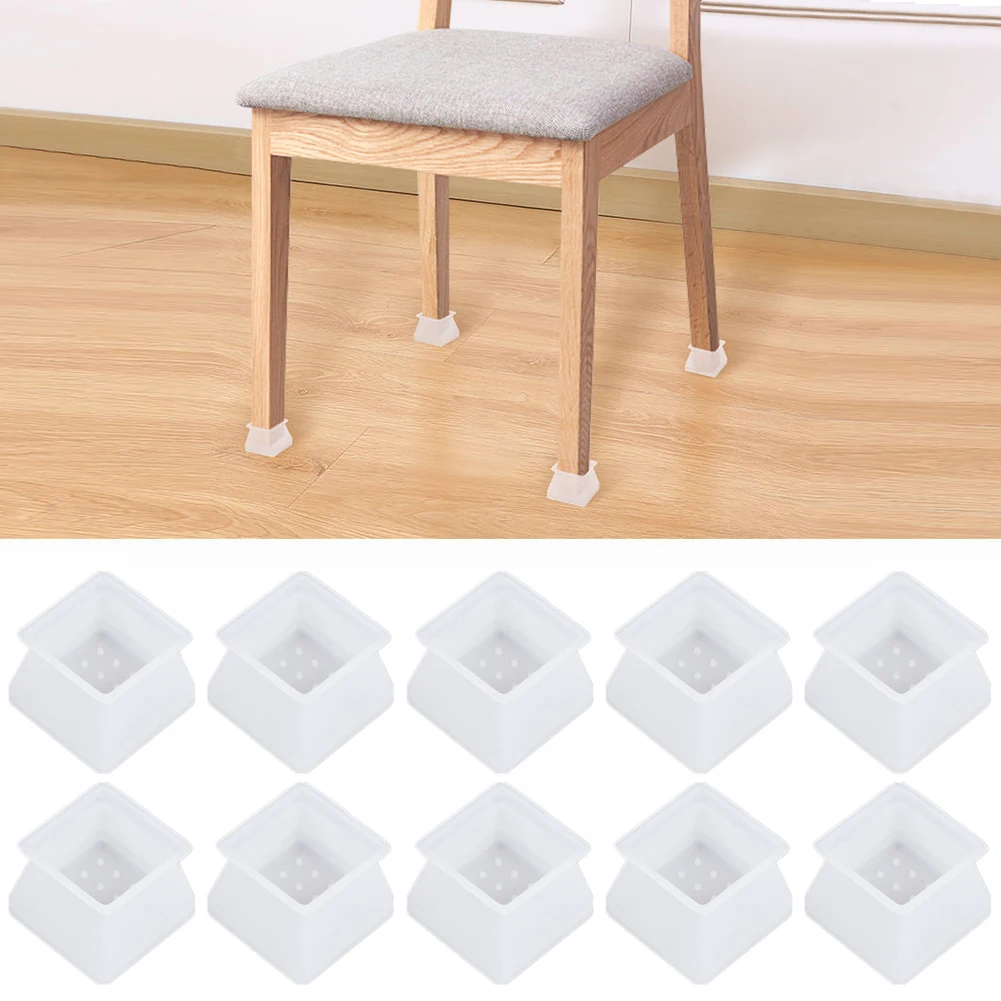 

10pcs Non Slip Table Feet Scratchproof Noise Reduction Square Furniture Sofa Chair Leg Cover Floor Protector Home Soft Silicone