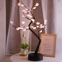 led cherry blossoms tree night light copper wire garland lamp for home kids bedroom decoration luminary holiday lighting