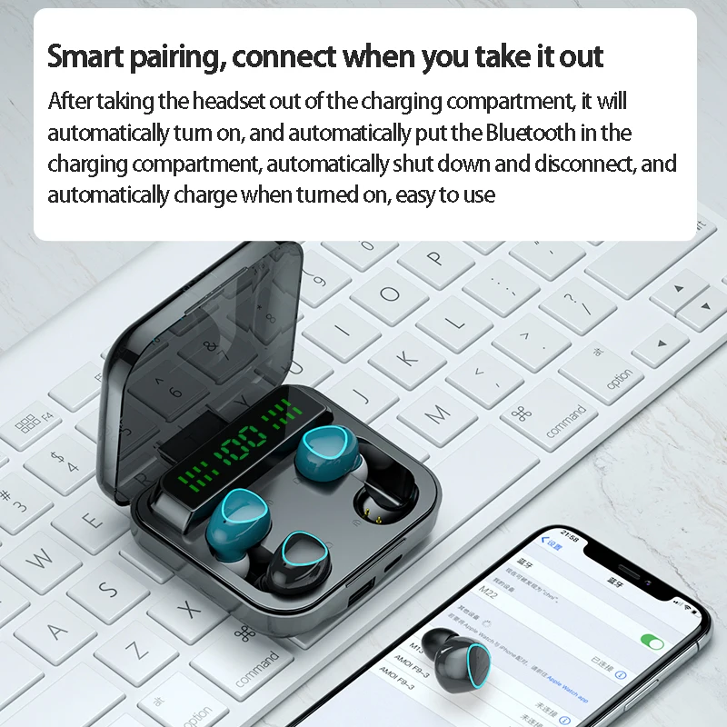 

M22 TWS Wireless Earphone Touch Bluetooth Headsets In-Ear Stereo Music Earplugs Sport Waterproof 9D Noise Reduction Headphones
