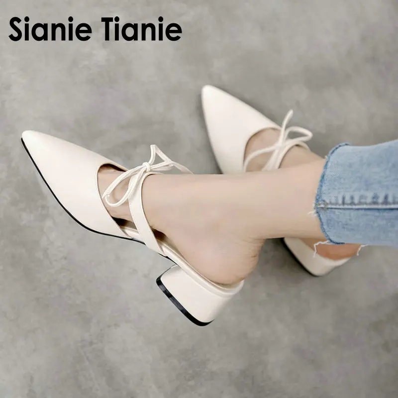 Женские мюли с квадратным каблуком острым носком размеры 46 47|Тапочки| |