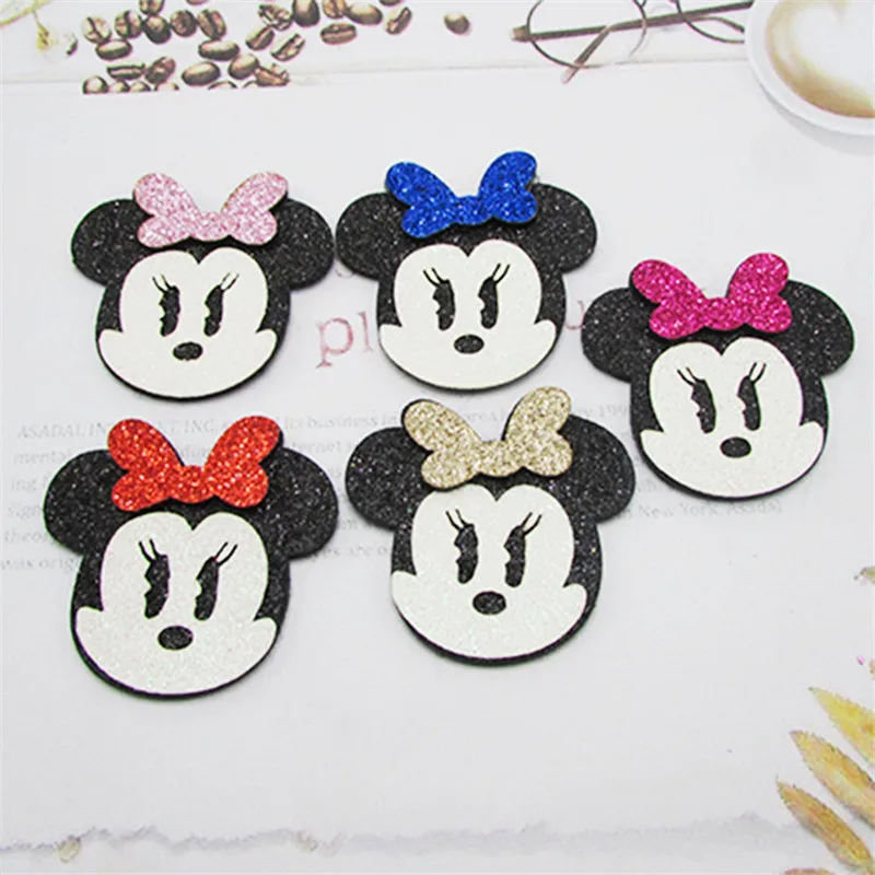 10 шт. блестящая ткань Микки ватные нашивки Маус аппликации для поделок своими