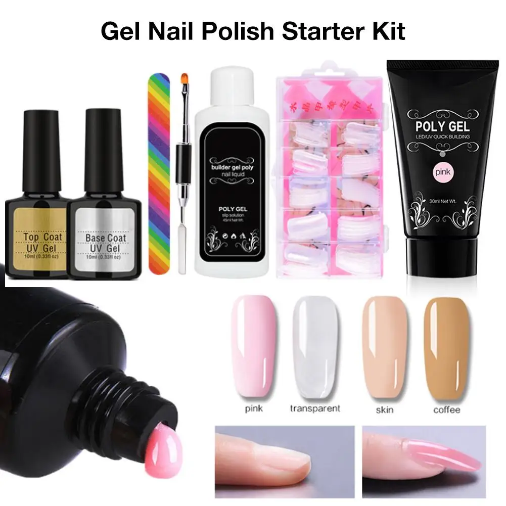 

Poly Nail Gel Set LED Lamp Full Manicure Set Quick Extension Nail Kit Gel Builder Polygels Set For Nails Nail Tool Kit