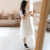 dresses teenage girls pure color asymmetrical party dress fashion korean kids summer white clothes for girls 10 12 13 14 15 year