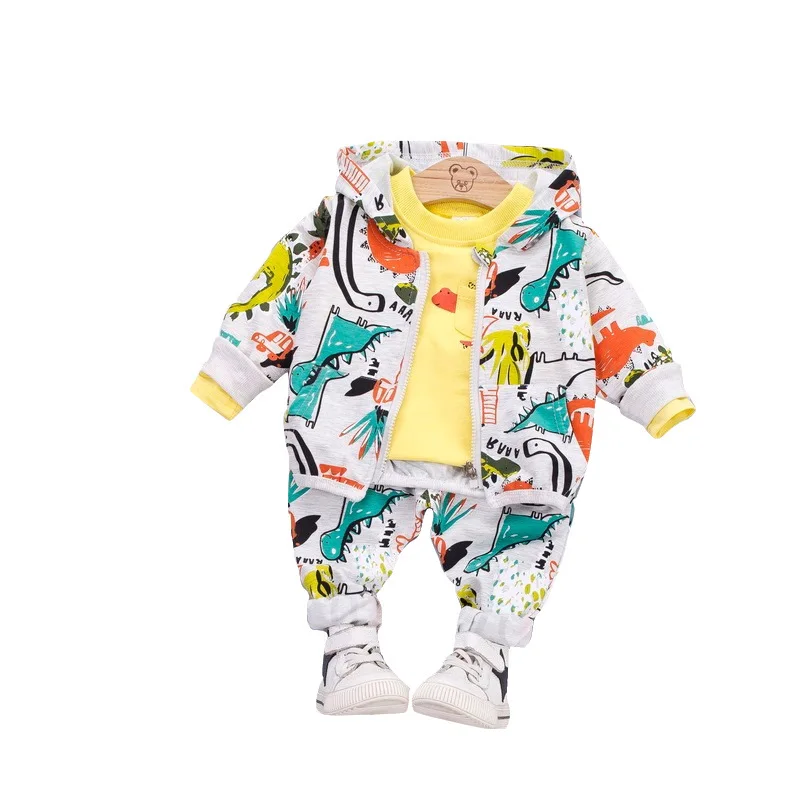 

Весенне-Осенняя детская повседневная одежда для маленьких мальчиков и девочек, свитер с капюшоном, футболка, штаны, 3 шт./компл., хлопковая од...