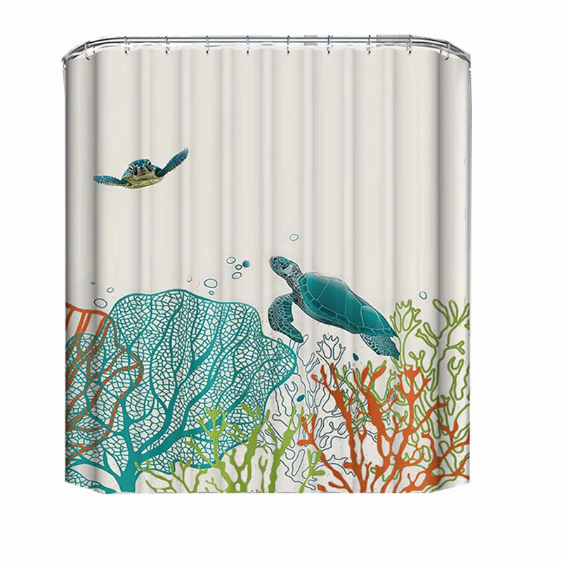 

Turtle Shower Curtain Waterproof Curtain Bathroom Drop Shipping Coral Fish Bathtub Curtain