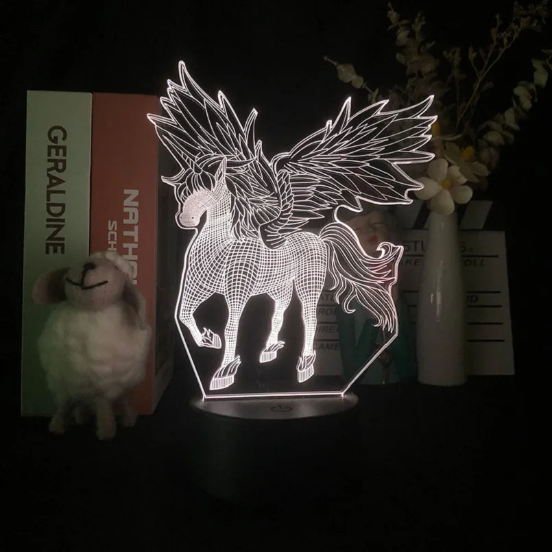 

3D Unicorn Lava Lamp Baby Room LED Acrylic Night Light Color Change Remote Control Surprise Gift Kids Birthday Decor Nightlight