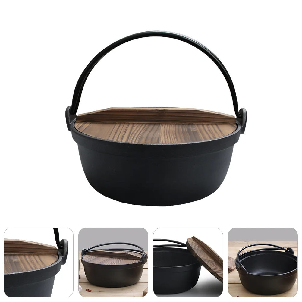 

1 Pc Durable Indoor Outdoor Saucepan Large-capacity Uncoated Iron Saucepan (Black)