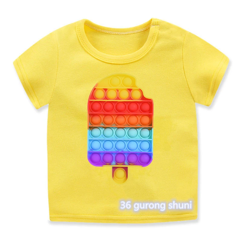Camiseta divertida y colorida para ni&ntilde;os y ni&ntilde;as, camisa sensorial de empuje de burbujas, de helado-1