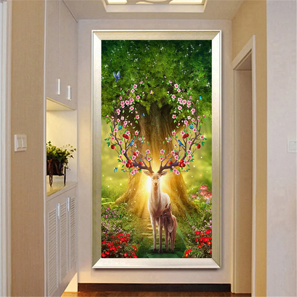 Алмазная 5D картина сделай сам мозаика из круглых страз с изображением оленя лося