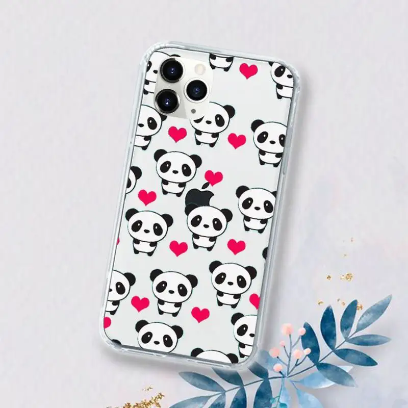 

panda cartoon cute Phone Case Transparent for iPhone 11 12 mini pro XS MAX 8 7 6 6S Plus X 5S SE 2020 XR