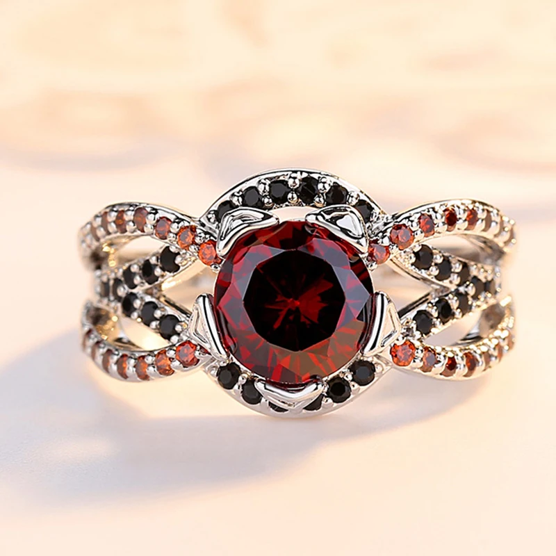 Beiver новые бесконечные кольца с красным кубическим цирконием и кристаллами для