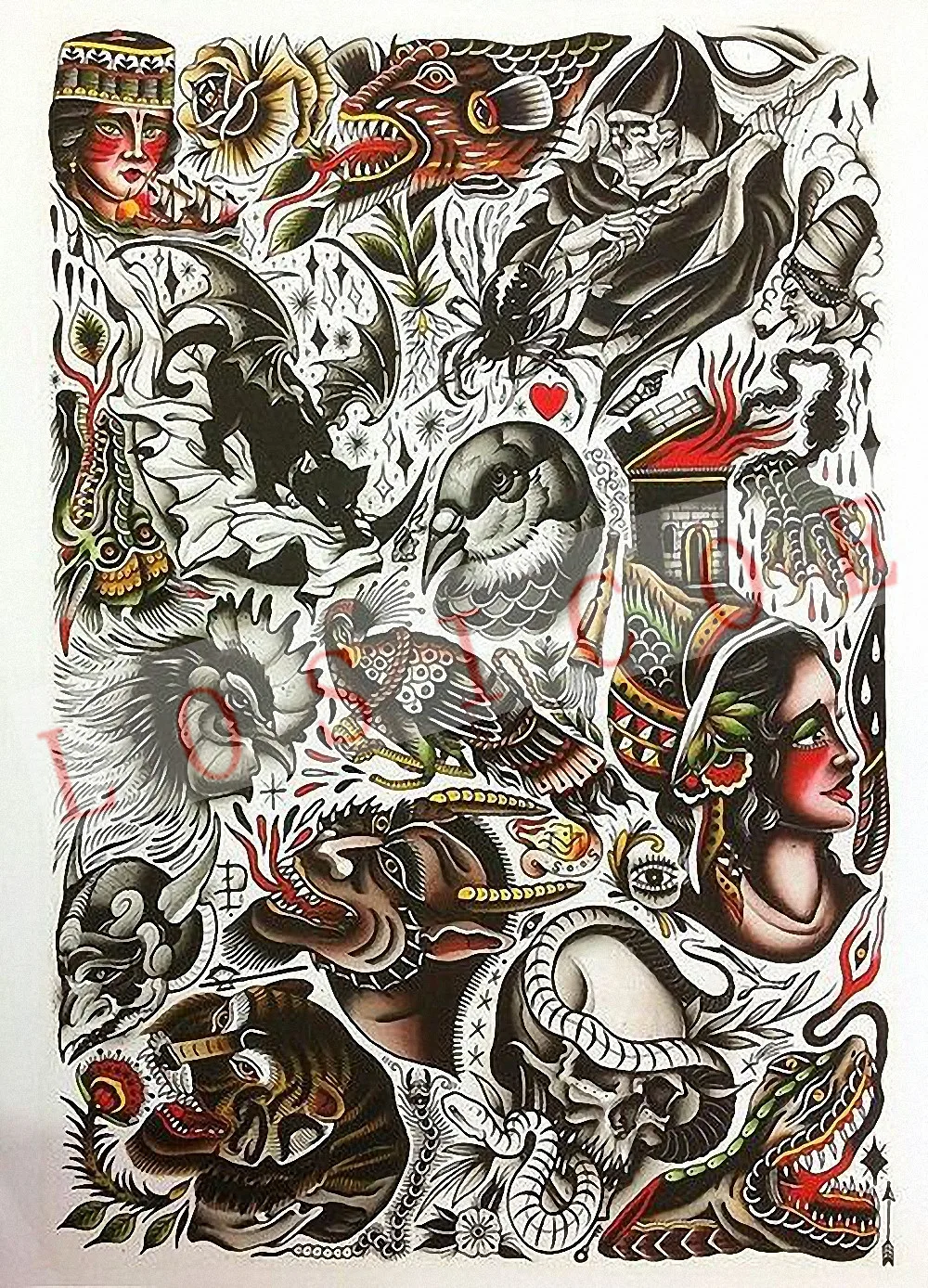 Креативный дизайн татуировки Плакаты стикер на стену 30X42 см Ностальгия Ретро