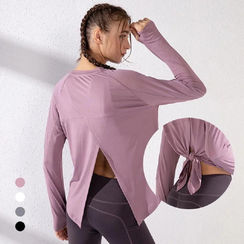 

Spring Long Sleeve Yoga Shirts Sport Top Fitness Yoga Top Gym Top Sports Wear for Women Gym Female Mujer Running T Shirt X306