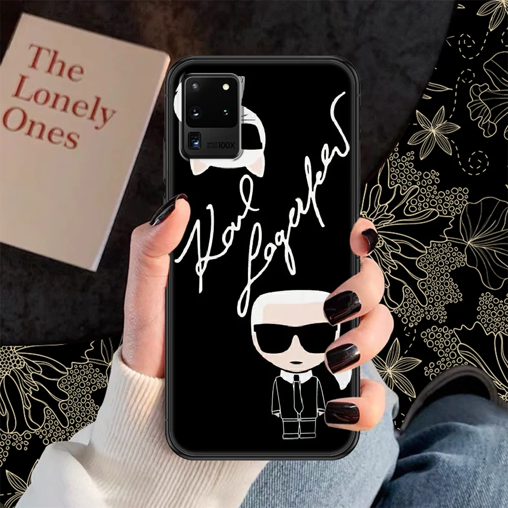 

Fashion Brand designer KARLs Phone case For Samsung Galaxy Note 4 8 9 10 20 S8 S9 S10 S10E S20 Plus UITRA Ultra black trend back