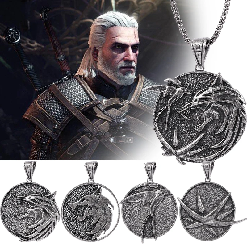 Винтажное колье с 3 именами модное ювелирное изделие медальон головой волка