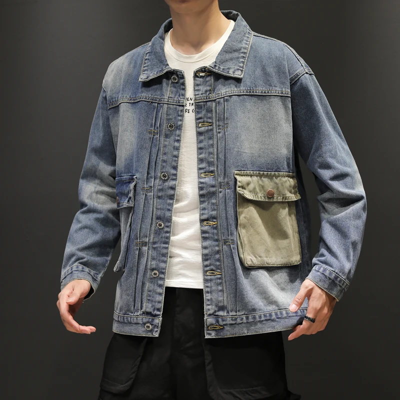 New 2019 Jeans Jacket Streetwear-Coats Cowboy Men's 2XL Loose Hip-Hop |