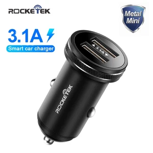 Rocketek металлический двойной USB Автомобильное зарядное устройство для мобильного телефона планшета GPS 3.1A быстрое автомобильное зарядное устройство адаптер для iPhone Xiaomi Huawei Samsung