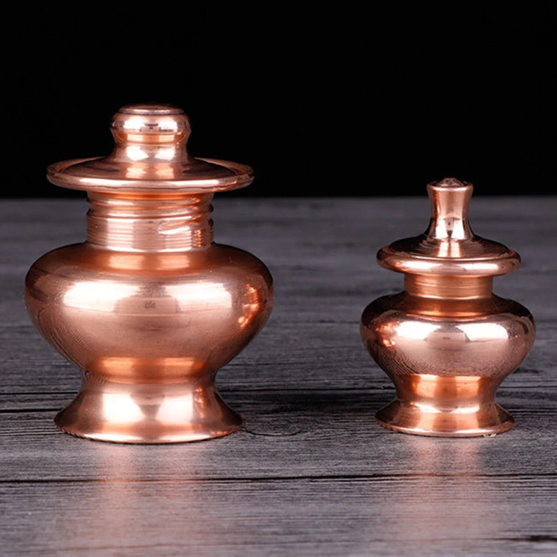 

Tibetan Mani Bottle Pure Copper Handicraft Buddhism Polishing Storage Bottle Tantric Tribute Home Gift Box Desktop Decorative