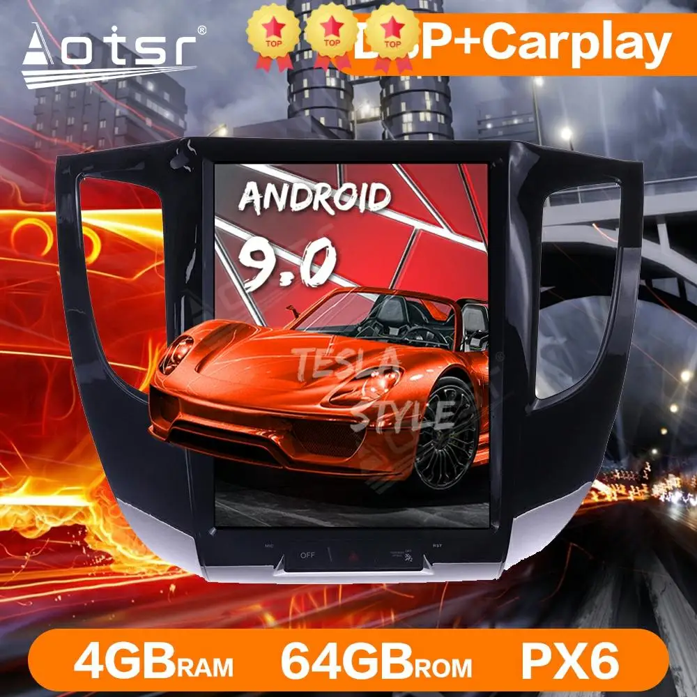 Tesla экран Android 9 64 Гб PX6 Автомобильный мультимедийный плеер для Mitsubishi Triton L200 2016 2019