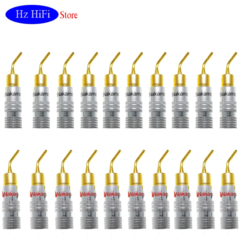 

20Pcs 2mm Banana Plug Nakamichi Gold Plated Speaker Cable Pin Angel Wire Screws Lock Connector For Musical HiFi Audio PIN Plug