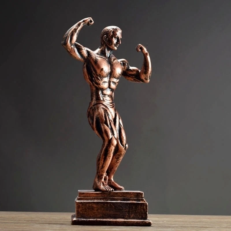 

American Resin Bodybuilding Muscle Man Sculpture Crafts Decoration Bookcase Bookshelf Furnishing Home Livingroom Figurines Decor