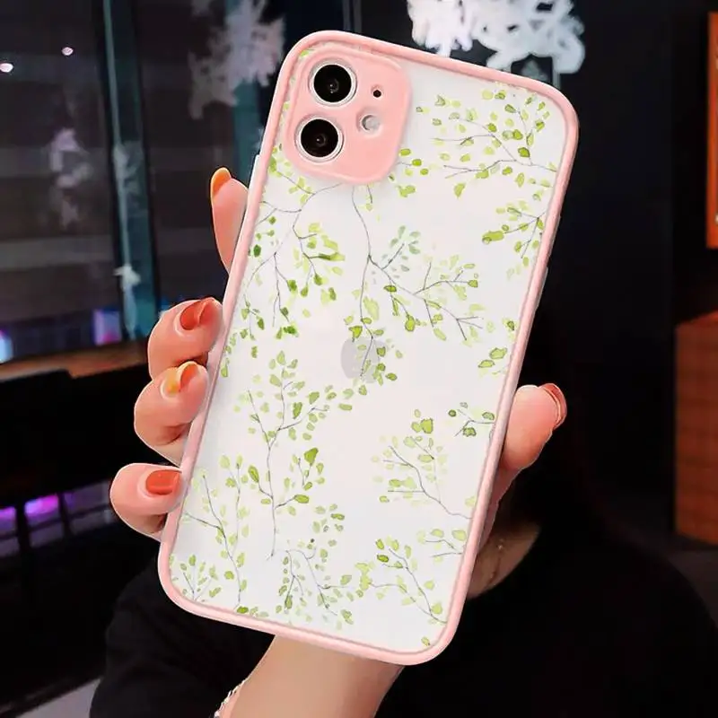 

Watercolor plants with flowers Phone Cases matte transparent For iphone 7 8 11 12 plus mini x xs xr pro max cover