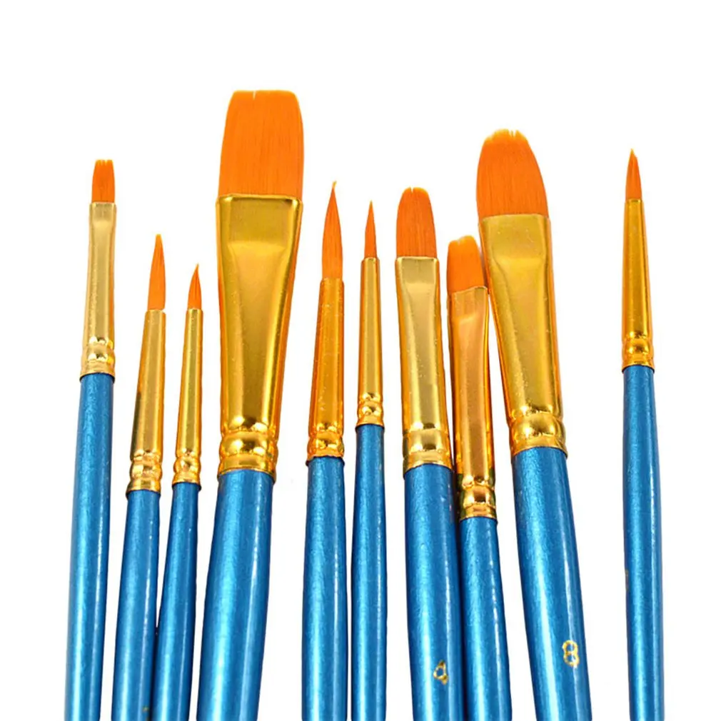 10 шт. синяя палочка Нейлоновая Щетка для волос Акриловая Акварельная вода мелок