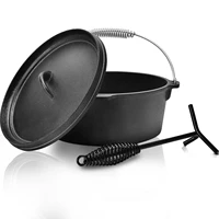 6 5 quart cast iron dutch oven pre seasoned pot with lid lifter handle casserol