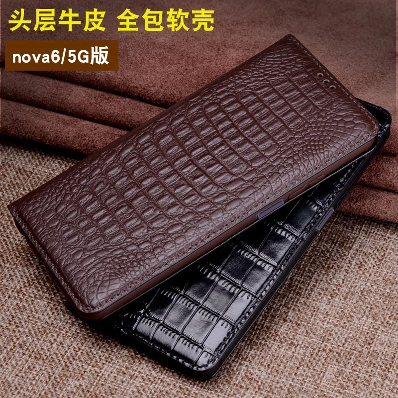 

Luxury Genuine Leather Flip For Huawei Nova 6 Se 5g Leather Half Pack Phone Case For Huawei Nova 5 5i Pro Phone Cases Shockproof