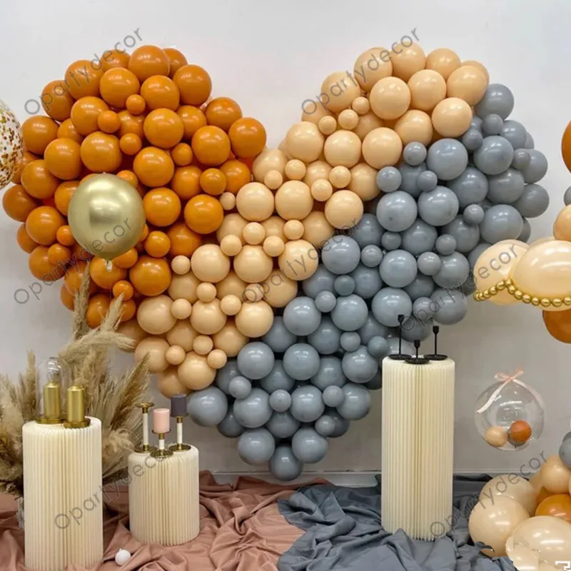 

Cream Peach Balloon Arch Orange Gray Metallic Gold Balloons 153pcs Garland Kit Birthday Party Decoration Wedding Accessories