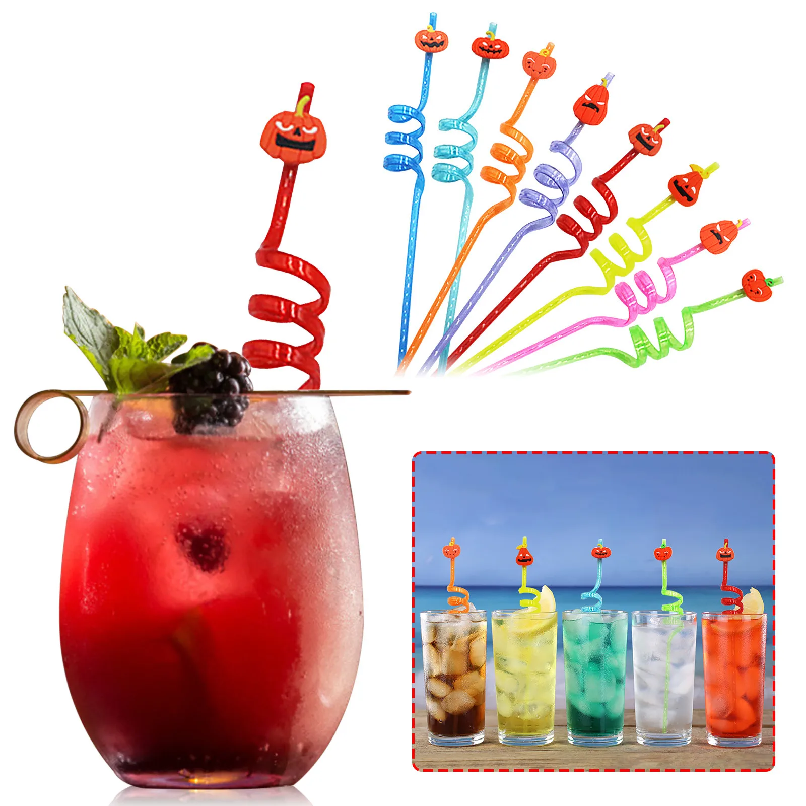 

Многоразовые бумажные соломинки для Хэллоуина, призрак, тыква, питьевые соломинки, украшение для вечеринки на Хэллоуин, день рождения, мате...