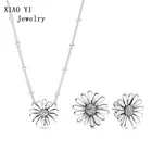 XIAOYI 2020 Новые 100% S925 11 весенние блестящие романтичные серьги и ожерелье с большой маргариткой Свадебные ювелирные изделия популярны нежные женские