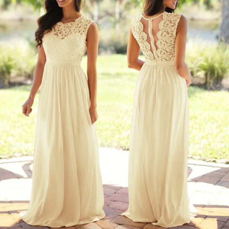 

Vintage Lace Patchwork Long Dress S-5XL Wedding Bridesmaid Party Maxi Dress Robe Femme 2022 Vestidos Pink