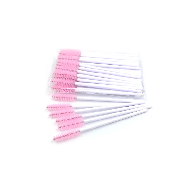 White-pink-50pcs 50 шт./лот ресницы щеточки Одноразовые Тушь для ресниц палочки Аппликатор микро ресницы щетки инструменты для макияжа наращивание ресниц тушь для ресниц - Цвет: White-pink-50pcs