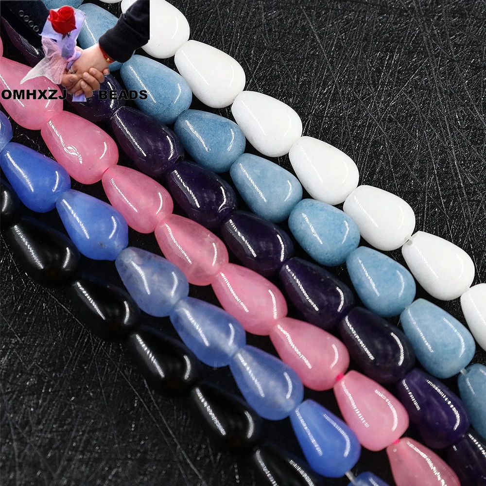 

OMH Z36 8x12 капли воды натуральный нефрит ручной работы из бисера Diy аксессуары с ювелирными изделиями полуобработанные пуговицы круглые свобо...