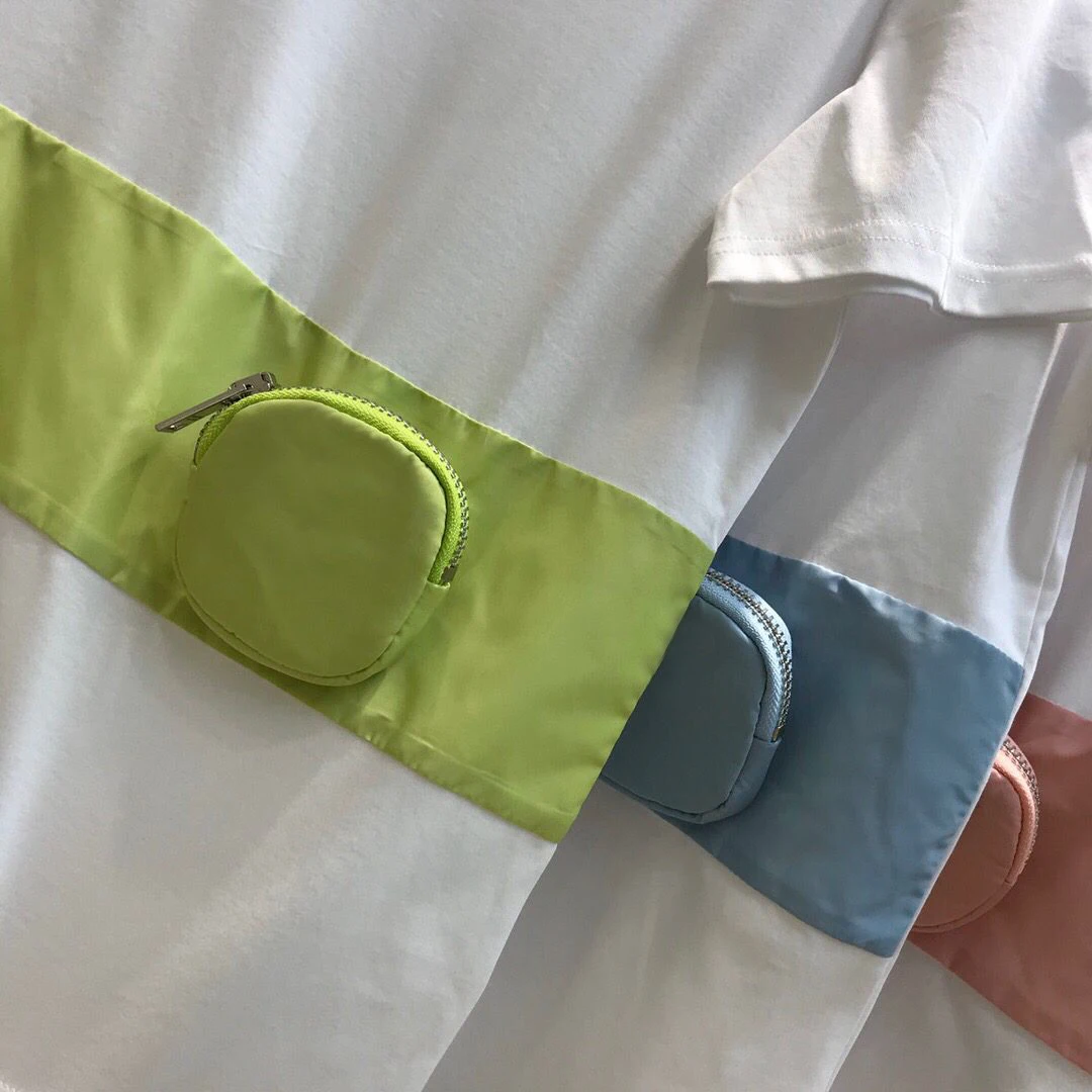 

new fashion high-end removable waist bag novelty t-shirt for women 2020 o-neck short sleeve patchwork streetwear summer tops tee