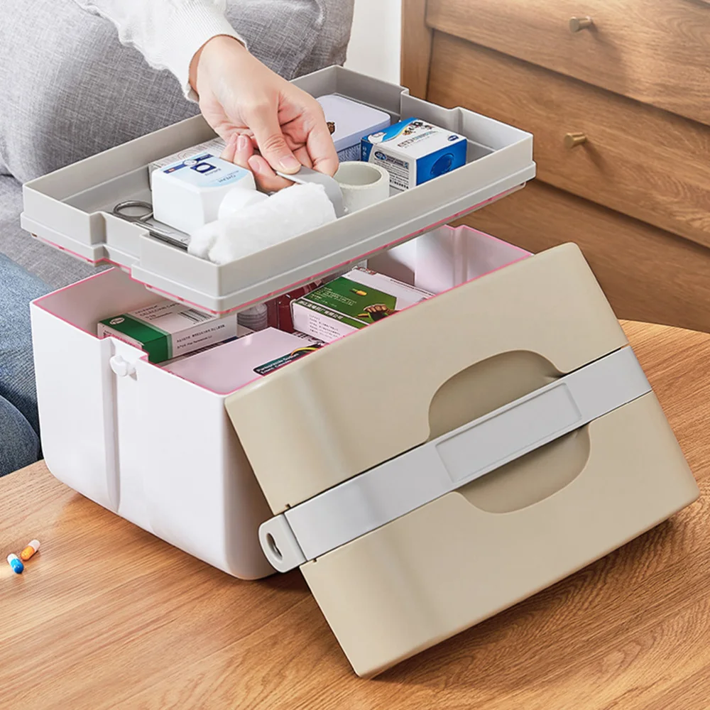 

Emergency Medicine Case High-capacity Multi-functional Medicine Box Storage Box (Brown, Size)