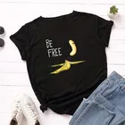 Будьте забавные с принтом банана футболка Для женщин с коротким рукавом О-образным вырезом, футболка с длинным рукавом Лето Для женщин футболка топы Camisetas Mujer