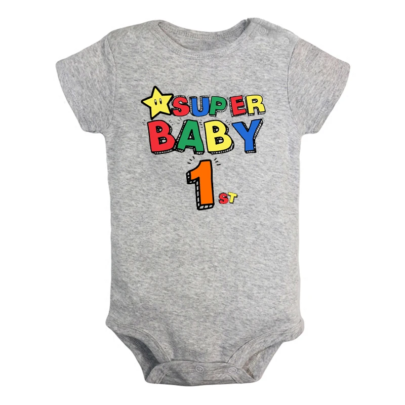 

Super Baby 1 Year Old 1st Birthday Newborn Baby Girl Boys Clothes Short Sleeve Romper Jumpsuit Outfits 100% Cotton Present