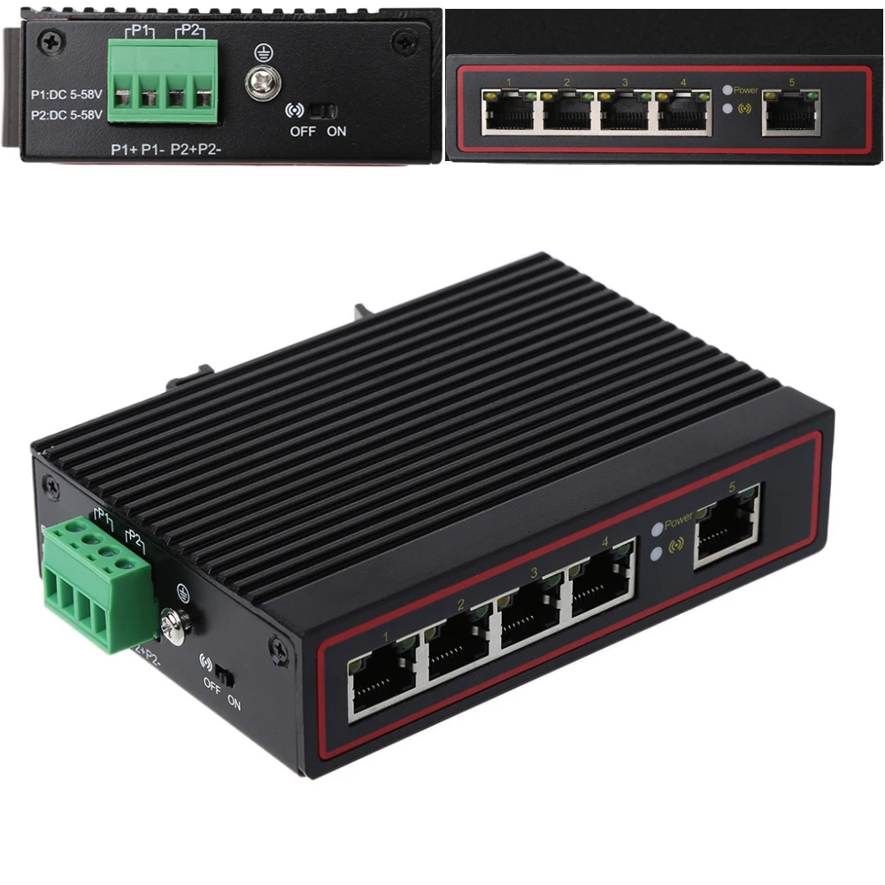 Мини 5-Порты и разъёмы для рабочего стола, RJ45 10/100 Мбит/с коммутатор для интернет-сети концентраторы сети ноутбук DIN Rail LACP SNMP для портативных ПК