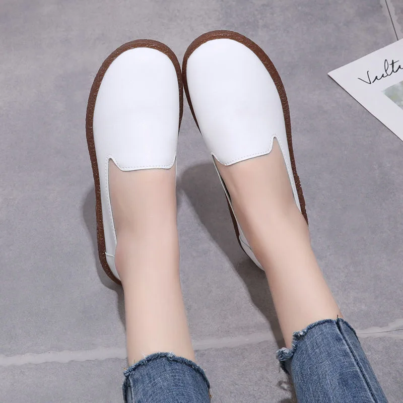 

Women Shoes Autumn Round Toe Soft Shallow Mouth Loafers With Fur Casual Female Sneakers Fall Slip-on Summer Grandma New Nurse La