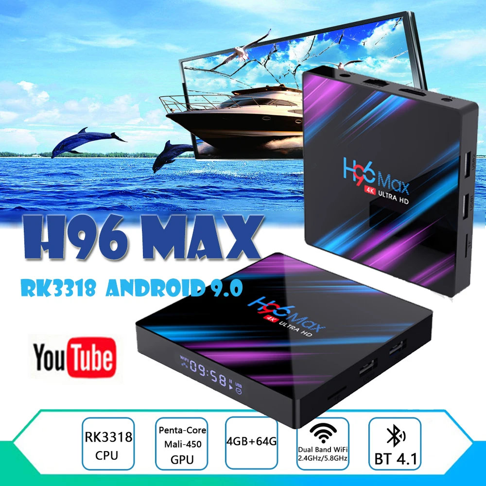 H96 max ТВ бокс набор верхней коробки на Rockchip коробки RK3318 встроенное программное обеспечение Google IPTV box магазин плеер смарт-консоль Youtube
