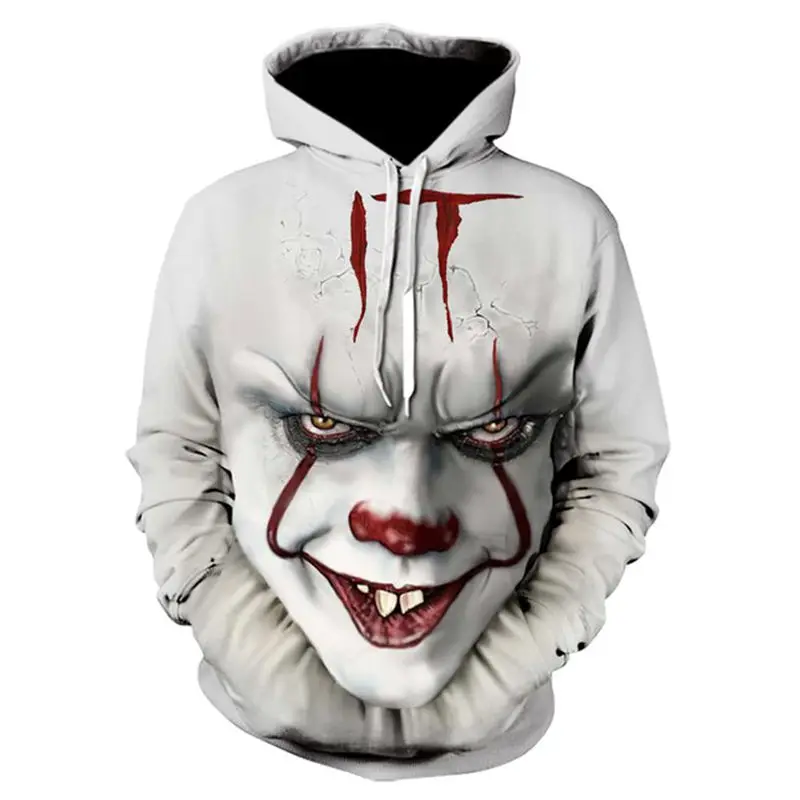 Joker Funny 3D Hoodie Halloween Crazy Smile Pullover Long Sleeve Sweatshirt Fashion Coats Cool Unisex streetwear mens hoodies | Мужская