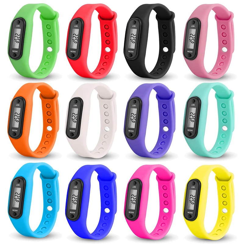 

High Quality Silica Gel Bracelets Battery Multifunction 12 Colors Digital LCD Pedometer Run Calorie Walking Distance Counter