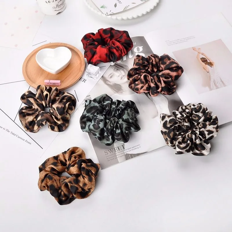 

Для женщин Scrunchies, Леопардовый принт, эластичный пояс, резинки для волос, дамские стрейч; Прическа хвостик; Головная повязка с принтом Сплошн...