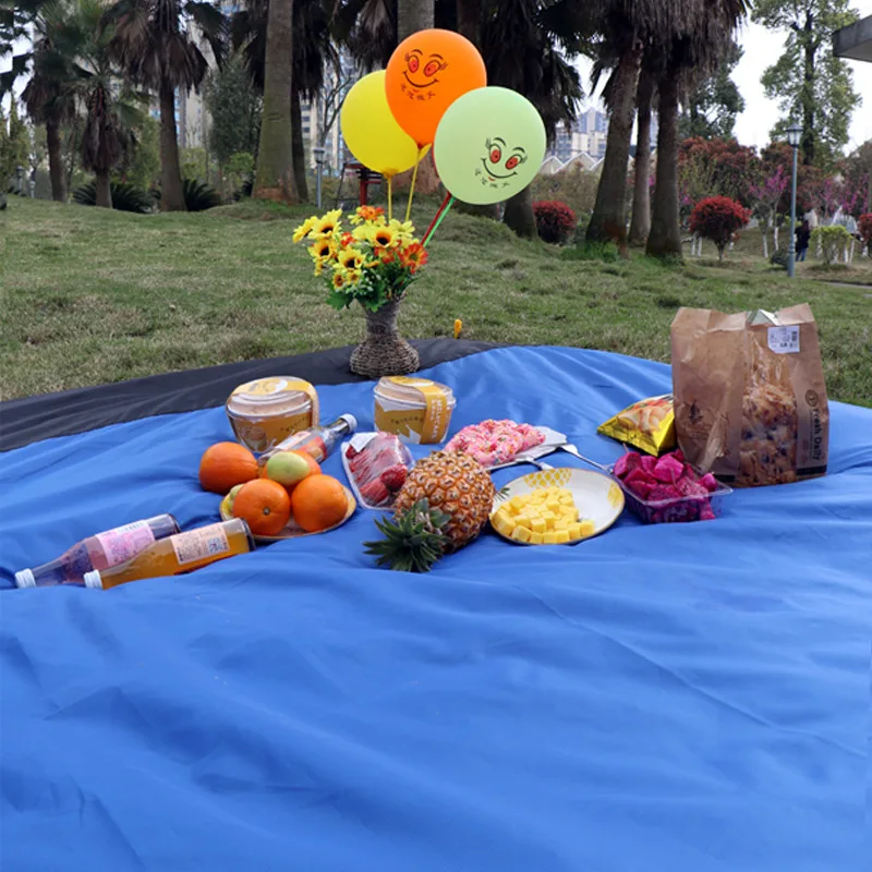 

2x2.1m Portable Picnic Mat Waterproof Pocket Beach Blanket Outdoor Sand Beach Mats 4 Anchor Wind Prevent Camping Sleeping Pad
