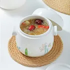 Японская керамическая простая кастрюля для тушения с двойной крышкой и ручкой, креативная суповая миска, домашняя посуда для приготовления яиц, десертов