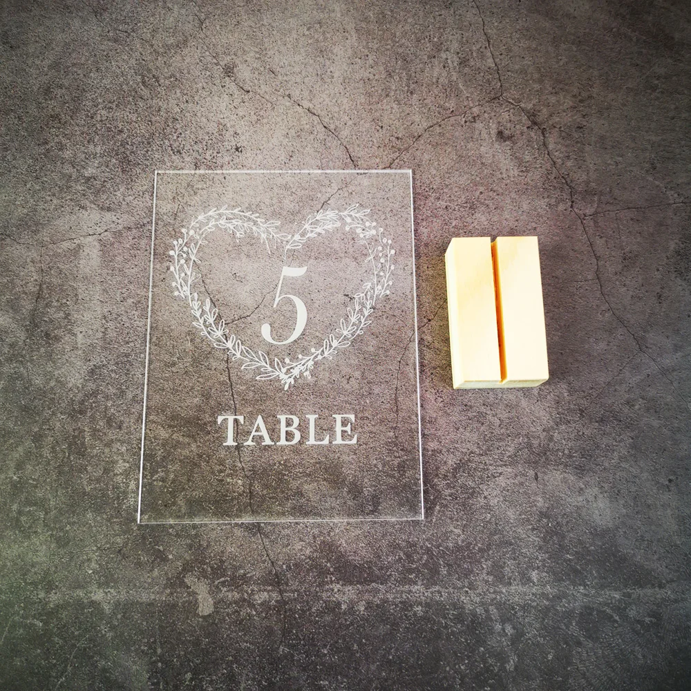 Акриловый венок настольные номера с деревянным держателем набор свадебных