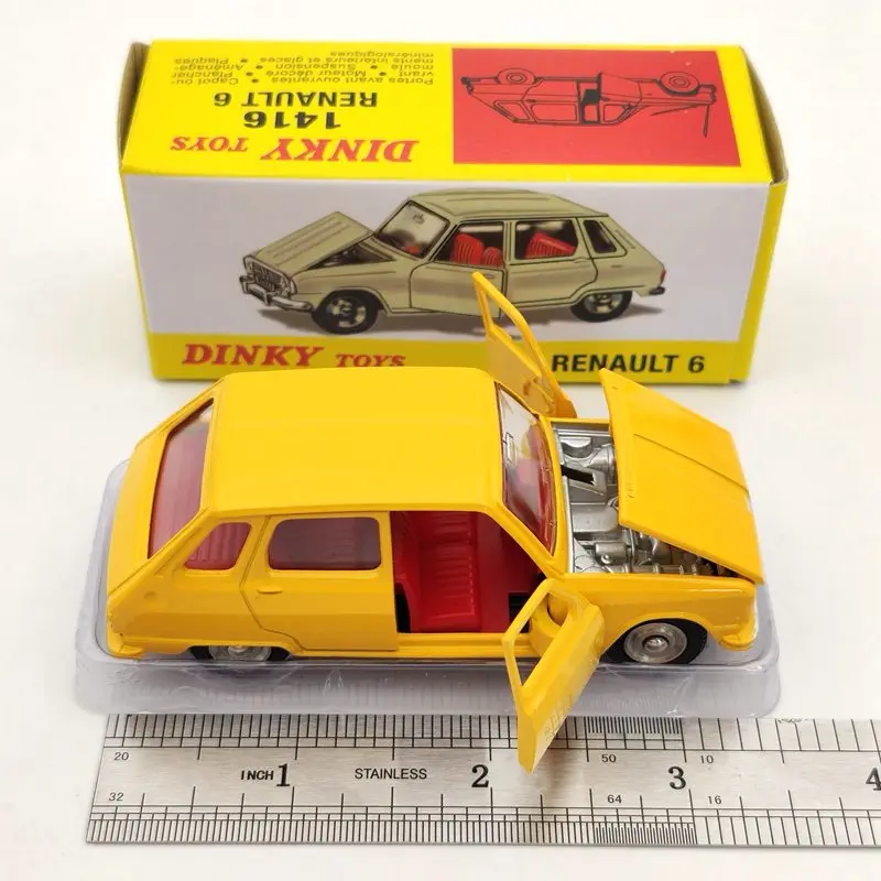 

1/43 Atlas Dinky Toys 1416 For Renault 6 Yellow Diecast Models Auto Car Gift Collection