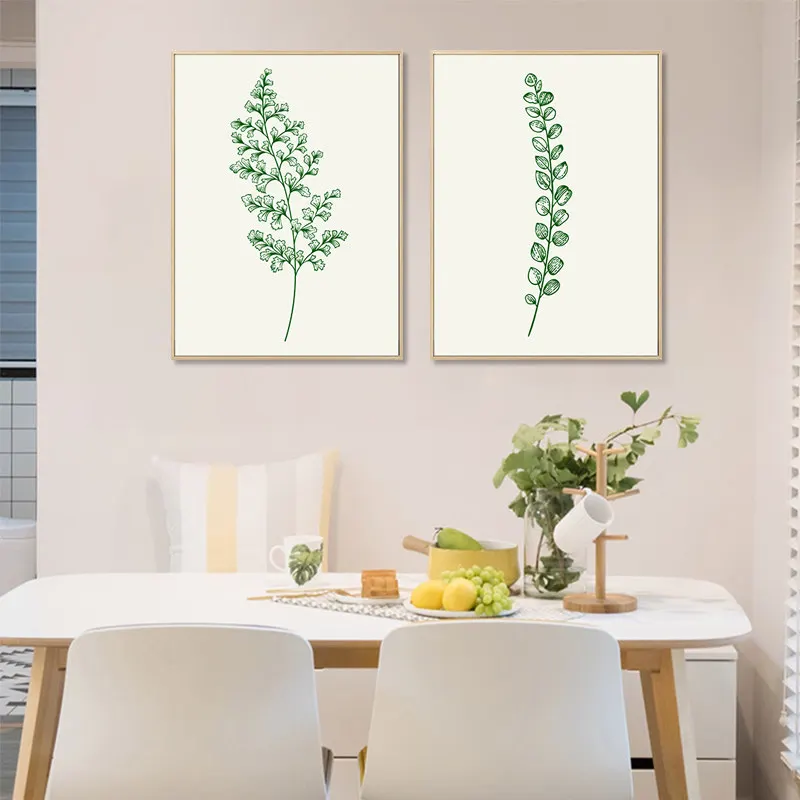 

Акварель плакат растений зеленых листьев Wall Art Холст Картины скандинавский декоративная картина северных минималистский домашний декор